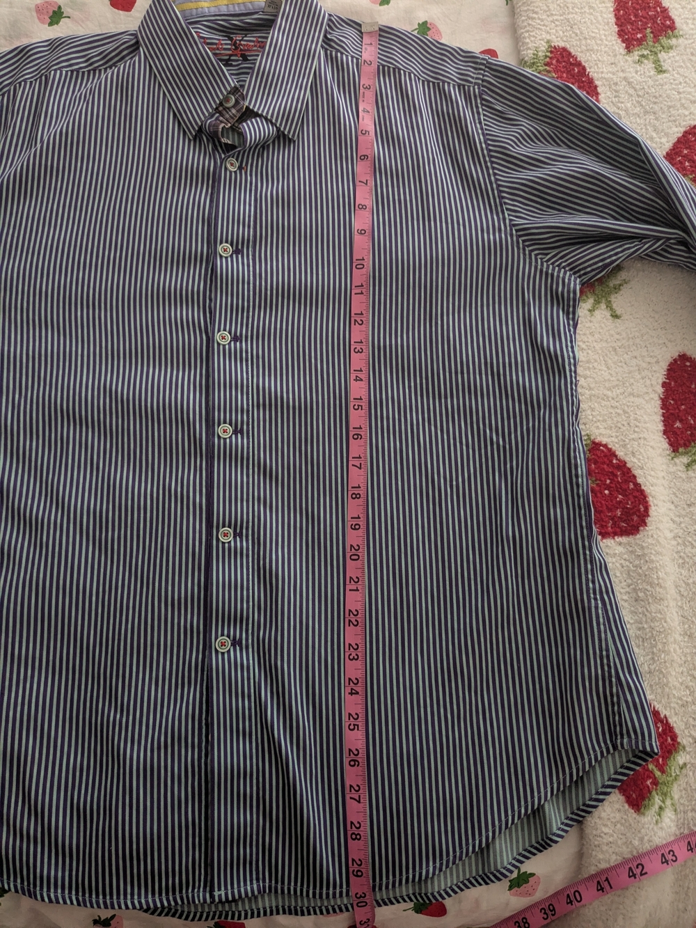Robert Graham Purple Teal Striped Mens Shirt Size XL - Picture 7 of 7